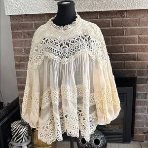Zimmermann Cream Lace Detail Top